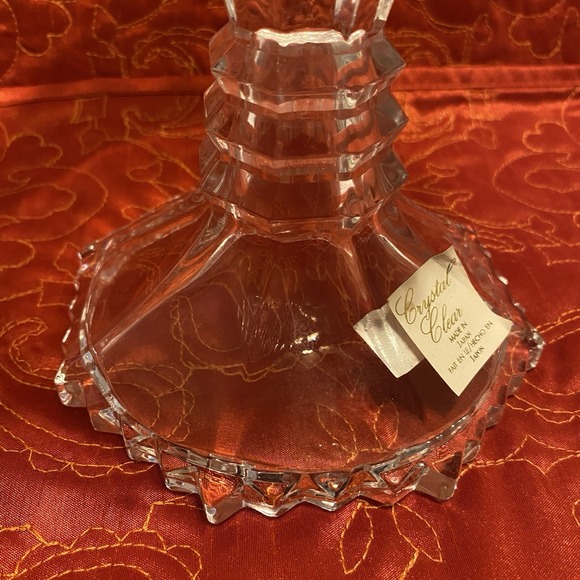 Antique Japanese Crystal Candle Holder/Bowl scalloped edge 8.5" - Picture 6 of 7